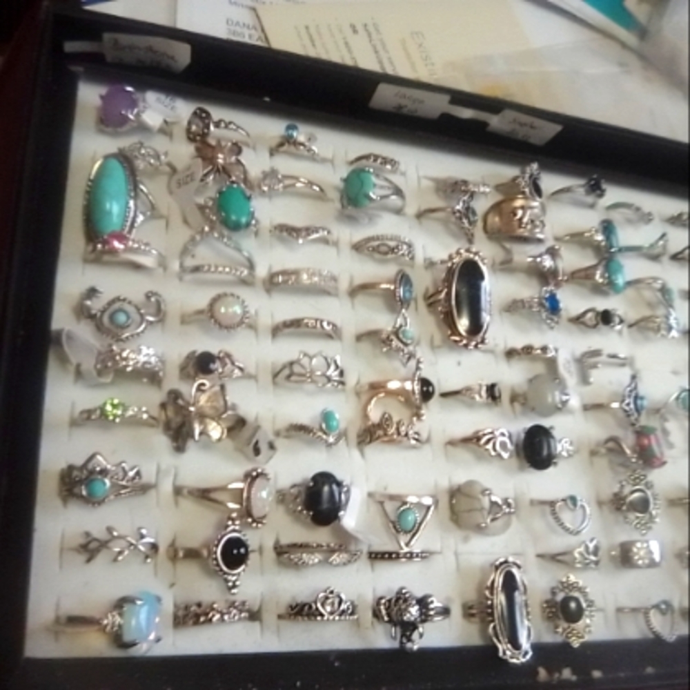 Silver and Turquoise Ring Set